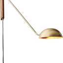 Plug in Wall Sconce, Industrial Swing Arm Wall Lamp, Flexible Reading Lamp, Classy Wall Mount Lamp for Bedroom Living Room (Gold)