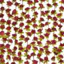 BLEUM CADE 12Pcs 98.4Ft Flowers Garland Artificial Rose Vines for Bedroom, Cute Fake Hanging Flower Vines Floral Garland Decorations for Wedding Party Wall Room Decor Aesthetic (Burgundy Red)