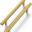 Haliwu 10 Pack Cabinet Handles Brass Gold Cabinet Pulls 4 Inch Hole Center Drawer Pulls Modern Bar Dresser Handles for Bathroom Kitchen Bedroom