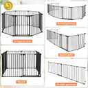 COMOMY 198" Baby Gate Extra Wide, Dog Gate Pet Gate for House Stairs Doorways Fireplace, 3 in 1 Play Yard Child Safety Gate, Auto Close, Hardware Mounted (30" Tall, Black)