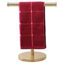 TocTen Hand Towel Holder Stand, T-Shape Hand Towel Rack for Bathroom Vanity Countertop, SUS 304 Stainless Steel Bath Towel Bar Stand with Heavy Duty Base (Brushed Gold)