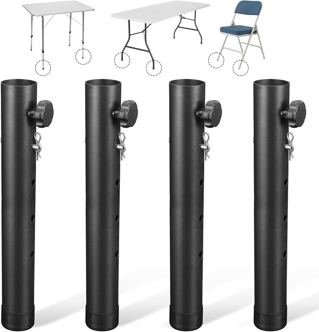 VinBee Folding Table Risers,Folding Table Leg Extenders,Levels Height Adjustable Risers for DIY & Back Pain Relief for Office,Dining,Standing Desk 4Pack (17.3nch)