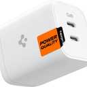 Spigen for 65W USB C Charger, [GaN 652 Total 65W 2 Ports GaN III Tech] Dual Fast Charger PD 3.0 Charging Block Compatible with MacBook, iPad, iPhone 17 16 15, Galaxy S25 S24 Series, Fold Flip