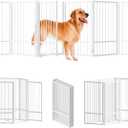 Full Matel Freestanding Dog Gate with Door, 36''Height Foldable Pet Dog Fence for Indoor & Outdoor, 6 Panels Extra Wide Free Standing Tall Dog Gates for Doorways,House,Stairs,Porch,Deck,Yard (White)