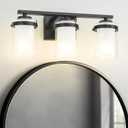 kudos 3-Light 18-inch Bathroom Light Fixtures Over Mirror, Matte Black Vanity Lights with Dual Glass Shade, Wall Sconce, Modern Vanity Lights for Bathroom, Hallway, KDVL15-BK-3