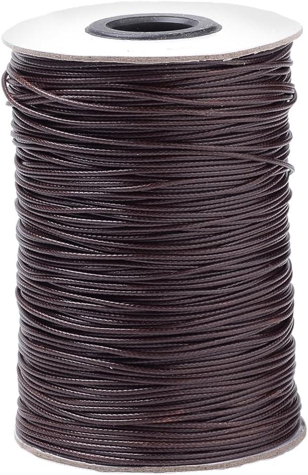 175 Yards 1MM Dark Brown Waxed Cord Korean Polyester Round Wax Thread Soft Macrame Beading String Cords Bulk Rolls with Spool for Sewing Making Jewelry Necklaces Braiding Bracelet Diy Supply