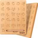 Coogam Wooden Letters Practicing Board, Double-Sided Alphabet Tracing Tool Learning to Write ABC Educational Toy Game Fine Motor Montessori Gift for Preschool 3 4 5 Years Old Kids