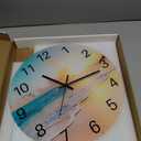 Beach Coastal Wall Clocks Battery Operated Analog Round Wall Clock for Living Room Decor 14 Inch Blue Glass Silent Wall Clock