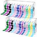 2 Pcs Adjustable Label Dispenser Sticker Roll Holder Sticker Dispenser Clear Label Roll Holder Acrylic Tape Decal Container Organizer Tape Stand for Office Home Desktop (12 Disks)