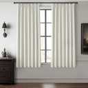 Beige White Pinch Pleated Linen Mini Curtains for Small Window 2 Panels Set, Pretty 100% Blackout Curtains 45 Inches Long Hooks Rings Back Tab for Kitchen Windows Insulated Privacy Drapes (Lightbirch)