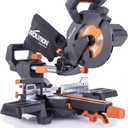 Evolution Power Tools R185SMS+ Sliding Miter Saw with Multi-Material Cutting, 45 Degree Bevel, 50 Degree Miter, 210 mm Slide, Blade Included Cuts Wood Plastic Metal & More, 7-1/4"