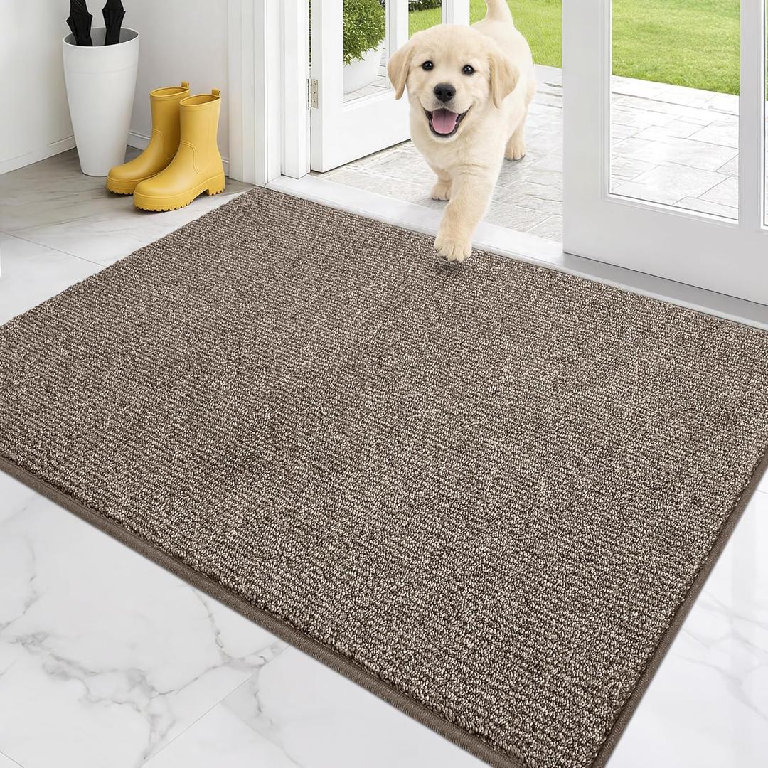 PURRUGS Dirt Trapping Door Mat 32" x 47", Non-Slip Machine Washable Entry Rug, Entrance Mat, Indoor Front Door Mat, Super Absorbent Entryway Rug for Muddy Shoes & Paws, Heathered Beige