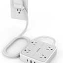 Surge Protector Flat Extension Cord 5Ft, TESSAN Flat Plug Power Strip with 4 Outlets 3 USB Ports (1 USB C), 900 Joules Protection, Multiple Wall Outlet Extender Suitable for Home Office Dorm, Grey