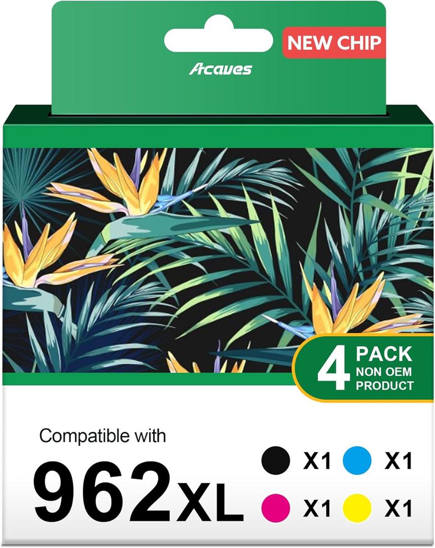 962XL 962 XL Ink Cartridges for HP Printers Replacement for HP 962XL Ink Cartridges Combo Pack HP962 Work for HP Officejet Pro 9010 9015 9018 9020 Printers, Black and Color