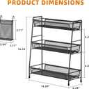 VITVITI 3-Tier Bathroom Organizer Countertop, Metal Wire Mesh Bathroom Counter Organizer Storage with Basket Hooks, Vanity Tray Shelf, Kitchen Spice Rack (Black)