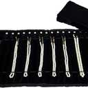 Portable Jewelry Roll Untangled Secure Necklace Travel Storage Bag Displays Holder 16 Chain (Black)