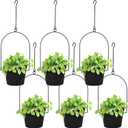 Hushee 6 Packs Metal Hanging Planters for Outdoor Indoor Plants Plant Hanger with 6.3'' Plastic Pots Hanging Planter Basket for Garden Home Porch Decor