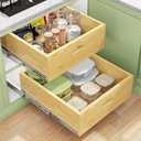 Pull Out Cabinet Organizer, Soft Close Slide Out Solid Wooden Drawers(15"W X 21"D x 6.2''H), Heavy Duty Full-extension Roll Out Shelves for Kitchen Cabinets, Pantry & Closet Organizers and Storage