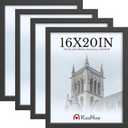16x20 Picture Frame 4 Pack, Black Solid Wood, Gallery Wall Hanging