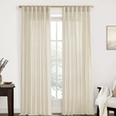 XTMYI 102 Inch Curtains 2 Panels Set Custom Length Back Tab Linen Window Sheer Privacy Thick Decorative Curtain Drapes for Living Room Bedroom,50x102 in Long,Cream(Ivory/Off White)