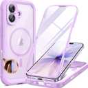 Miracase for iPhone 17 Case 6.3'', Full-Body Military Grade Drop Protection Outdoor Phone case with Built-in Glass Screen &Camera Control,Easy Installation,No Gap,Compatible with MagSafe, Light Purple