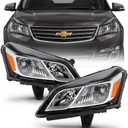 ACANII - For 2013-2017 Chevy Traverse Chrome Housing Headlights Headlamps Assembly Replacement Pair Driver & Passenger