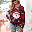 VILOVE Ugly Christmas Sweatshirt Women Snowman Graphic Pullover Xmas Hoodie Merry Christmas Print Tee Cute Crewneck Tops
