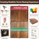 FUNNYB&G 21 inches Horse Race Board Game Foldable Large Horse Racing Game for Adults with 11 Metal Horses, Solid Wood 60 Pcs Poker Chips 2 Dice 1 Pack of Cards for Family Tabletop Parties(Brown)