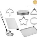 9pcs Korean Sugar Candy Making Tools, Stainless Steel Dalgona Cookie Cutters Set Multi-Shape Biscuit Molds for Baking Cake Decoration Family And Party Game DIY
