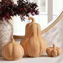 AceOrbit 3 Pcs Fall Decor Outdoor Handmade Terracotta Pumpkins, Terracotta