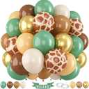Green Brown Balloons 60 Pcs Jungle Safari Sage Green Brown Gold Cream Balloons Retro Khaki Avocado Apricot Balloon for Boys Giraffe Woodland Animal Baby Shower Birthday Party Decorations