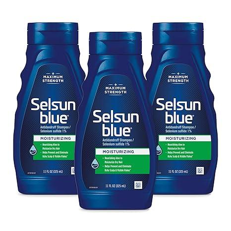 Selsun Blue Moisturizing AntiDandruff Shampoo with Aloe, 11 fl oz, Selenium Sulfide 1% (Pack of 3)