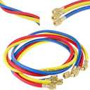 AC Charging Hose Tube, 72" HVAC Gauges Hoses Refrigerant Charging Hose for R134A R12 R22 R502 Manifold Gauge Hoses Set, 3pcs