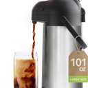 Cresimo Coffee Carafe with Pump - 102oz / 3L Airpot 12 Hours Large Hot Water Carafe, Cocoa Dispenser for Parties - Tea Flask, Insulated Stainless Steel Air Pots for Hot Beverage Dispenser -Coffee Pump