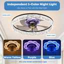 Fszdorj 20'' Ceiling Fan with Light and Remote,Balck Low profile Fandelier