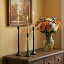 Vintage Cast Iron Black Taper Candle Holders Set of 3 Antique Decorative Candlestick Holder for Wedding Dining Table Party Rustic Home Decor