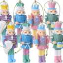 Christmas Nutcrackers Ornaments: 8Pcs Candy Resin Hanging Nutcracker Figures, Pastel Nutcracker Decor for Christmas Tree Candy Colored Nutcracker