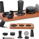 54mm Espresso Accessories Kit, 7 PCS Espresso Tamper Tools, WDT Tool Set with Coffee Tamper, Distributor, Dosing Funnel, Stirrer, Puck Screen, Brush & Wood Tamping Station - Fits 54mm Portafilter