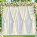 Ivory Tulle Backdrop Curtain for Parties Wedding,30ft x 10ft Wrinkle Free Curtain Backdrop,2 Layer Drapes for Backdrop,Polyester Back Drop for Bridal Shower Birthday Baby Shower Photography