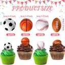 XunYee 32 Pcs Mini Foam Balls Sports Cupcake Toppers 1.6 Inch Basketball Soccer Stress Ball Small Football Baseball Cake Topper Sports Party Favors for Birthday Party Supplies Decoration(Mixed Balls)