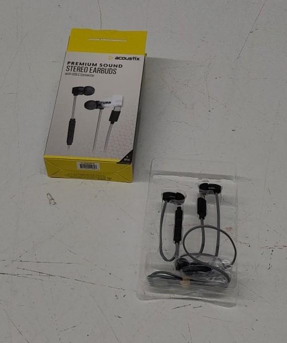 Acoustix Premium Sound Stereo Earbuds With Lightning USB C Connector