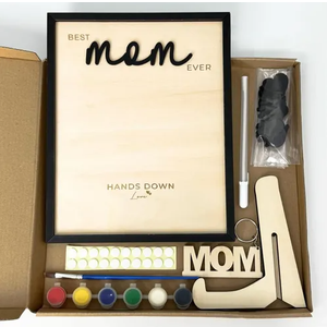 Best Mom Ever Hands Down Sign Personalized Father's Day Birthday Gifts Handprint Wooden Plaque Mom  Gifts from Daughter Son Birthday Gifts Mom Art Sign Home Decoration