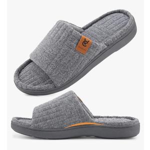 VeraCosy Ladies Open Toe Slippers Terry Cloth Slip on Women's House Shoes Size 7-8