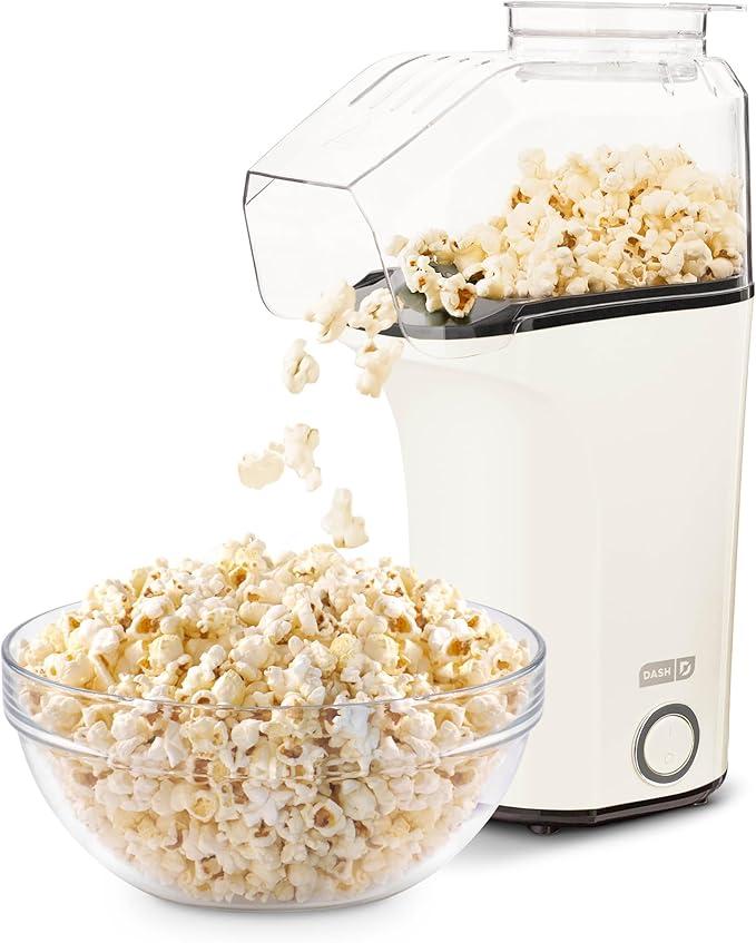 Dash Fresh Pop Popcorn Maker  OilFree, Air Popcorn Popper  With Measuring Cup & Recipe Guide  Perfect for Movie Nights  16 Cups, White