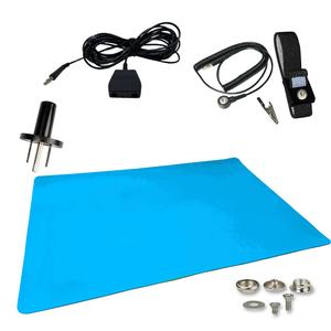 ESD Compliant Mat Workstation Kit - 16"x24"x.060", Wrist Strap Set, Ground Cord, Universal Snap Kit, Easy to Use Outlet Adapter,Computer/Cellphone Repair Kit, Soldering Mat - NASA Blue