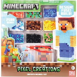 Minecraft Pixel Creations Bead Kit 2500 Beads with Pegboards & Templates Build Characters & Tools from, Encourages Hands-on STEM-Based Play Craft Set for Kids Ages 6+