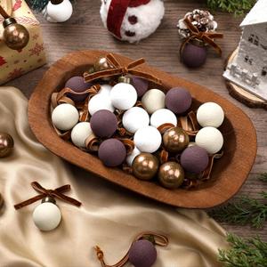 Pinkunn 36 Pcs Mini Textured Christmas Ball Ornaments 1.1 Inch Matte Brown Vintage Christmas Tree Decorations Neutral Modern Shatterproof Xmas Tree Hanging Ornaments for Farmhouse Holiday Decor