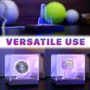 Championship Ring Display Case with Led Light, UV-Protected Clear Challenge Coin Holder with Walnut Wood Stand Base, Display Box for Memorabilia, Gift for Baseball, Softball, Super Bowl, Football Ring