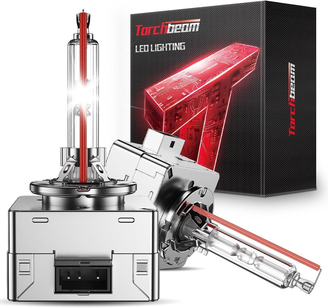 Torchbeam D3S HID Headlights, 400% Brightness HID Bulbs, 6000K Diamond White Xenon Replacement Bulbs, Metal Snap Ring and Base Lights, Pack of 2