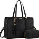 LOVEVOOK Laptop Bag for Women Vintage Leather Laptop Tote 15.6 inch Large Capacity Computer bag with Clutch Purse for Work